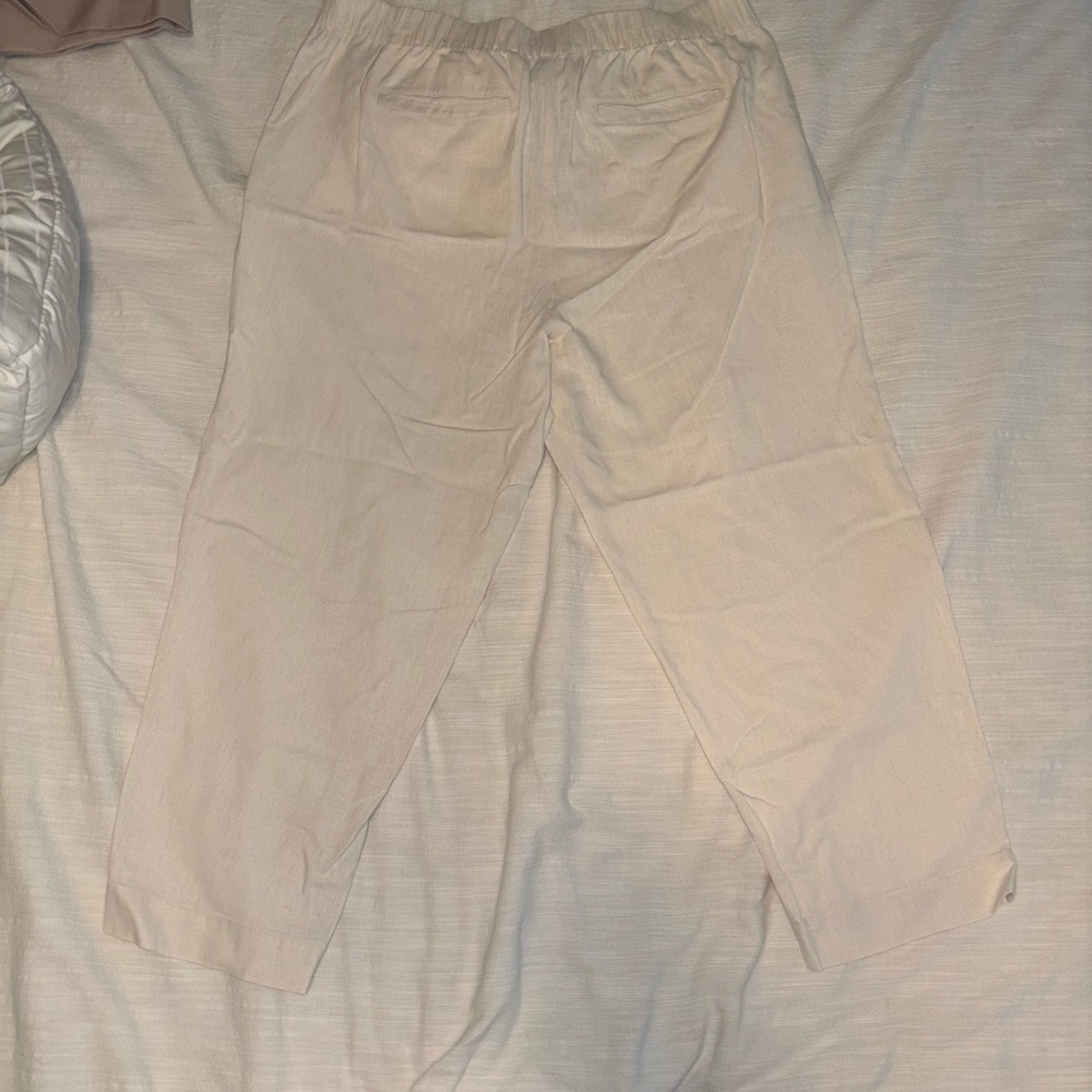 LOFT Light Beige Elastic Waist Pants